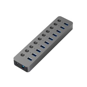 Blueendless USB Splitter Aluminum Alloy QC Fast Charge Expander, Number of interfaces: 10-port (12V4A Power)