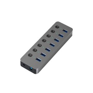 Blueendless USB Splitter Aluminum Alloy QC Fast Charge Expander, Number of interfaces: 7-port (12V2A Power)