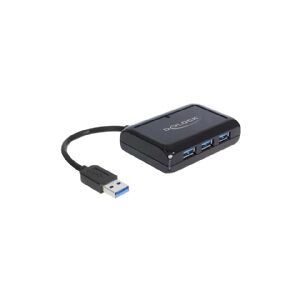 Delock USB 3.0 Hub 3 Port + 1 Port Gigabit LAN 10/100/1000 Mb/s - Netværksadapter - USB 3.0 - GigE - 1000Base-T + 3 x USB 3.0