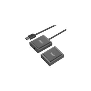 Unitek USB2.0 Extender Over RJ45 + 4-Port Hub - USB-forlængerkabel - USB 2.0 - op til 60 m