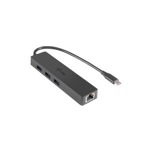 i-Tec USB C Slim 3-port HUB with Gigabit Ethernet adapter - Hub - 3 x SuperSpeed USB 3.0 + 1 x 10/100/1000 - desktop
