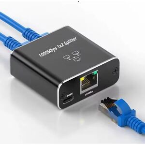 #1000Mbps Ethernet Splitter 1 ind til 2 ud højhastigheds dobbelt port RJ45#