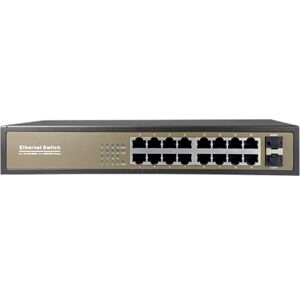 Secpro Switch 16xrj45 Gb + 2xsfp Gb Til 10/100/1000 Mbps