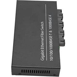 Naroote Fiber Transceiver, Tx1310nm Rx1550nm 100-240V Plug and Play Metal Up to 20km Office Single Mode Fiber Ethernet Media Converter (UK Plug)