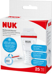 NUK Muttermilchbeutel, Milchbeutel mit doppeltem Sicherheitsverschluss, 1 Packung = 25 Stück (180 ml)