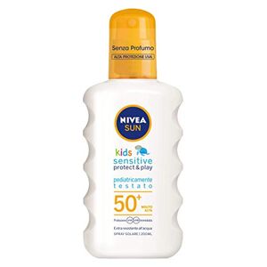 NIVEA SUN Sonnencreme Spray Kids Sensitive Protect & Play FP 50+ 200 ml, Sonnencreme Kinder und Babys ab 6 Monaten, Sonnencreme 50+ in praktischer Sprühflasche