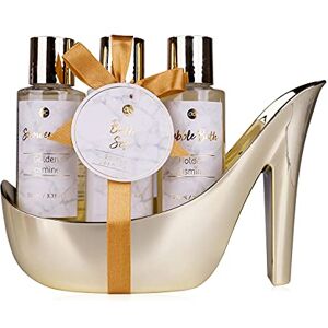 accentra MARBLE Badeset Geschenkset in wunderschönem, goldenem Pumps 4-teiliges Badeset Beautyset Pflegeset Duschset – für ein entspanntes SPAErlebnis