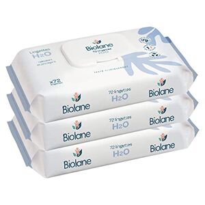 Biolane Babytücher H2O mit Wasser – Reiniger – 3 x 72 Stück (216 Tücher) – für empfindliche Haut – reinigt und schützt – Körper und Sitz – ohne Ausspülen – ab der Geburt
