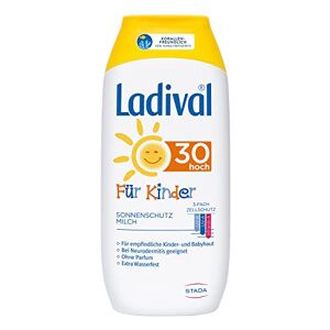LADIVAL Kinder Sonnenmilch LSF 30 – Parfümfreie Sonnenschutzlotion für Kinder – ohne Farb- und Konservierungsstoffe – wasserfest – 1 x 200 ml