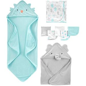 Simple Joys by Carter's Unisex Baby 8-teiliges Handtuch- und Waschlappen-Set, Aquablau/Grau, Einheitsgröße