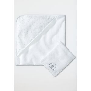 Schiesser Baby-Badeset aus Handtuch und Waschlappen unisex Frottee weiß - Original Classics 1