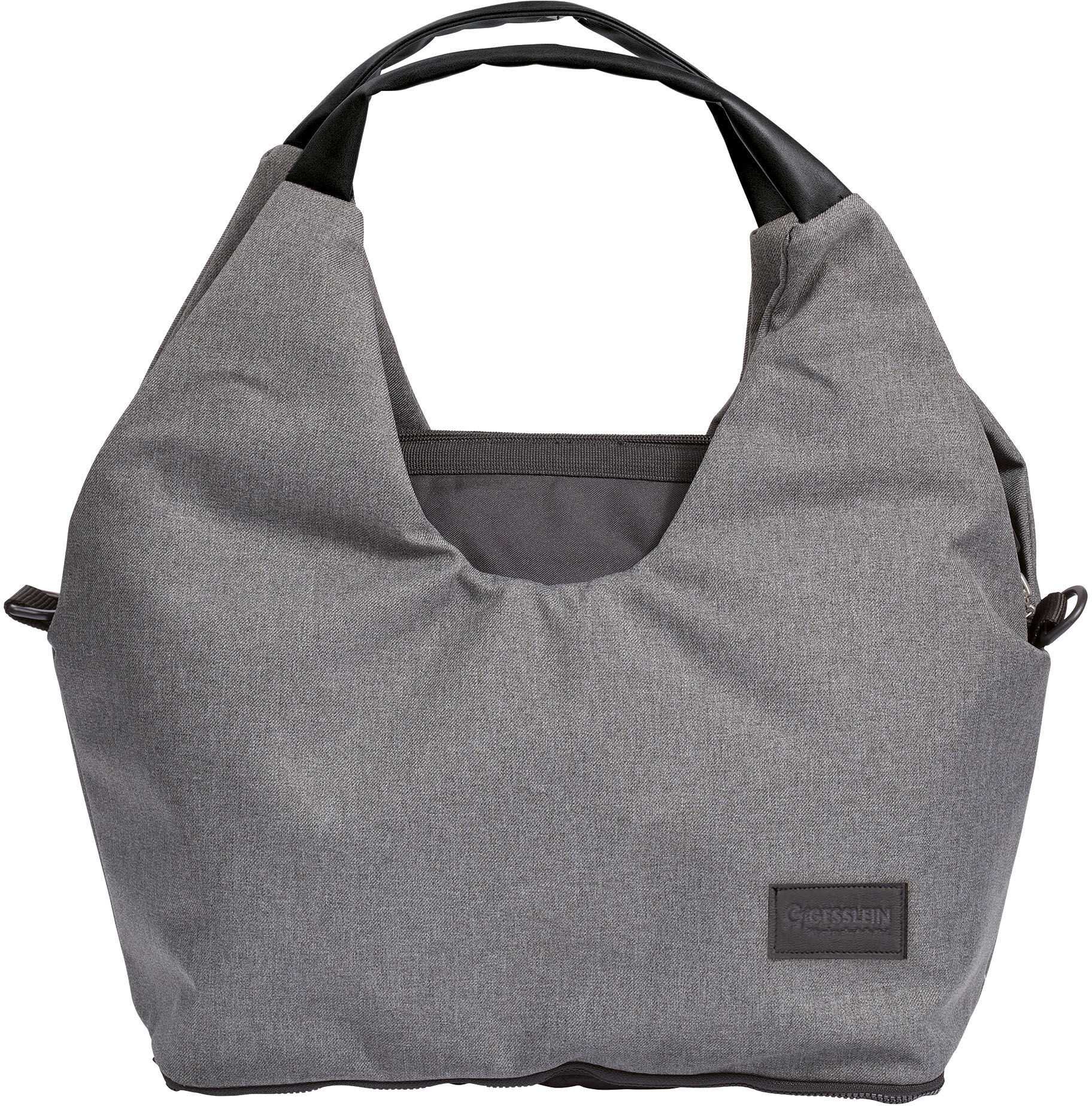 Wickeltasche GESSLEIN "N5, grau meliert/schwarz" Gr. B/H/T: 50 cm x 46 cm x 17 cm, grau Baby Taschen Wickeltaschen mit Wickelauflage und Flaschenhalter, Made in Germany