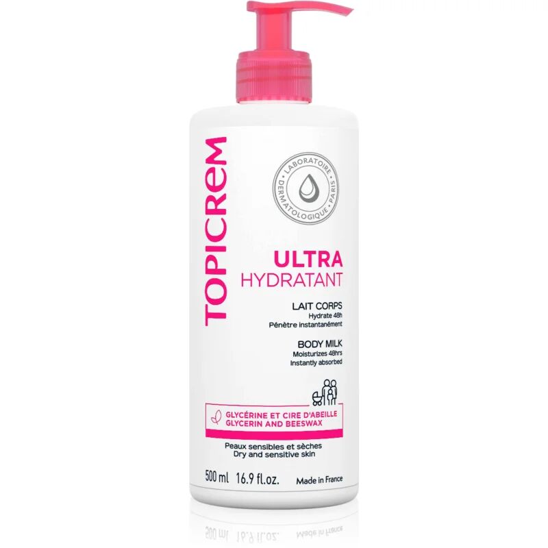 Topicrem UH BODY Ultra-Moisturizing Body Milk Feuchtigkeitsspendende Bodymilk mit Tiefenwirkung für trockene und empfindliche Haut 500 ml