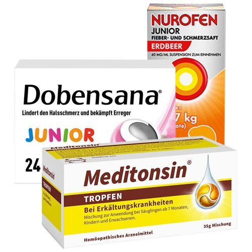 Divers Dobensana Junior 1,2 mg/0,6 mg + Meditonsin® Tropfen + Nurofen® Junior Fieber- und Schmerzsaft 1 St Set