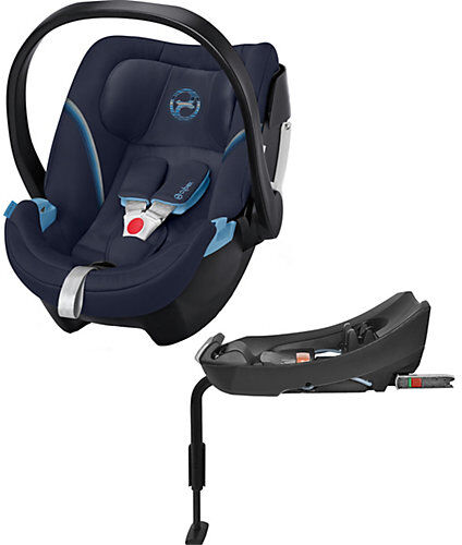 CYBEX Babyschale Aton 5 inkl. Base 2-fix, Gold-Line, Navy Blue dunkelblau