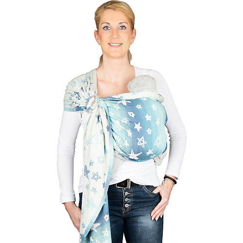 Hoppediz Babytragetuch Ring-Sling Singapur blue (Jacquard) (kbA-Qualität) blau