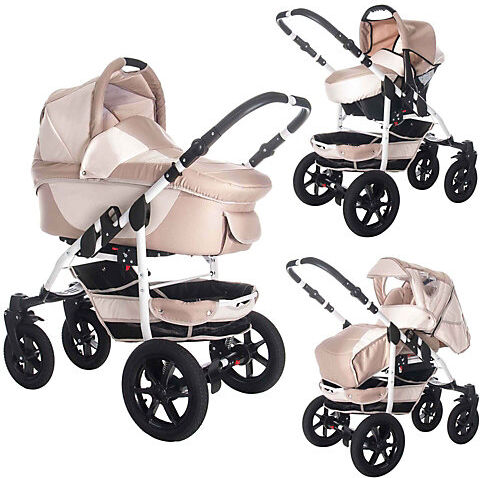 Bebebi Sidney   Hartgummireifen in Schwarz   3 in 1 Kombi Kinderwagen Kombikinderwagen beige-kombi