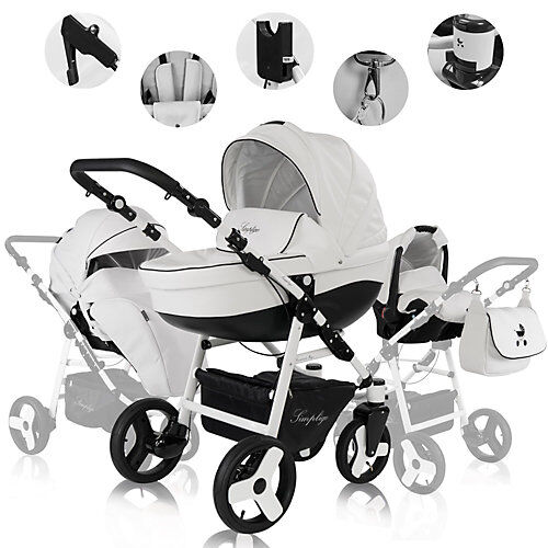 Friedrich Hugo Simpligo   3 in 1 Kombi Kinderwagen Kombikinderwagen weiß