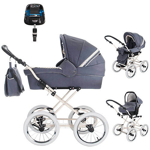 Friedrich Hugo Natureline Uni   4 in 1 Kombi Kinderwagen   ISOFIX Set Kombikinderwagen blau