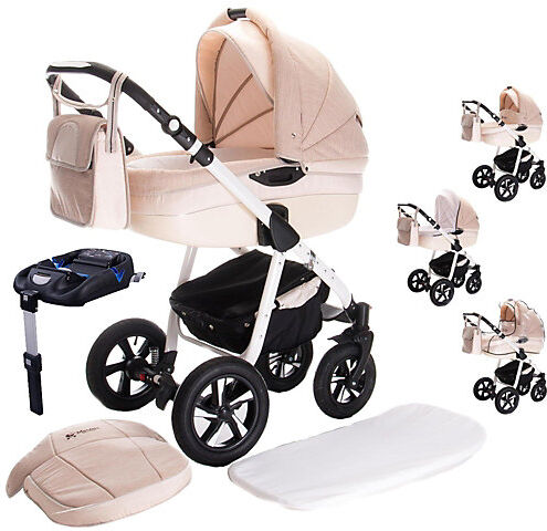 Friedrich Hugo Mandala   4 in 1 Kinderwagen + ISOFIX   Luftreifen Kombikinderwagen beige-kombi