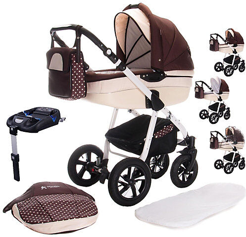 Friedrich Hugo Mandala   4 in 1 Kinderwagen + ISOFIX   Luftreifen Kombikinderwagen braun/beige