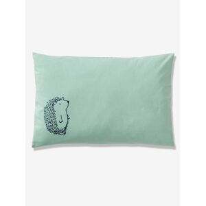 VERTBAUDET Funda de almohada para bebé de algodón orgánico, Lovely Nature verde medio liso con motivos