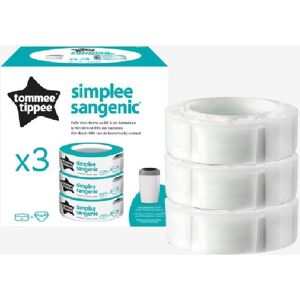 Lote de 3 recambios para cubo de basura para pañales Simplee Tommee tippee SANGENIC blanco claro liso