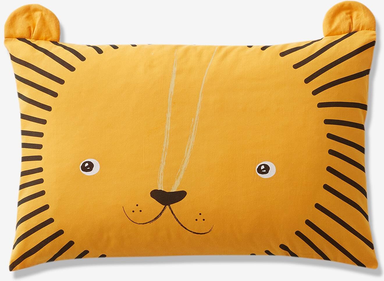 VERTBAUDET Funda de almohada para bebé Mon petit lion naranja medio liso con motivos