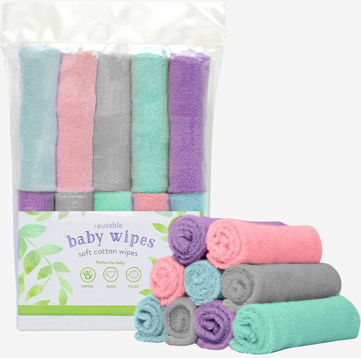 Toallitas reutilizables para bebé BAMBINO MIO azul claro estampado