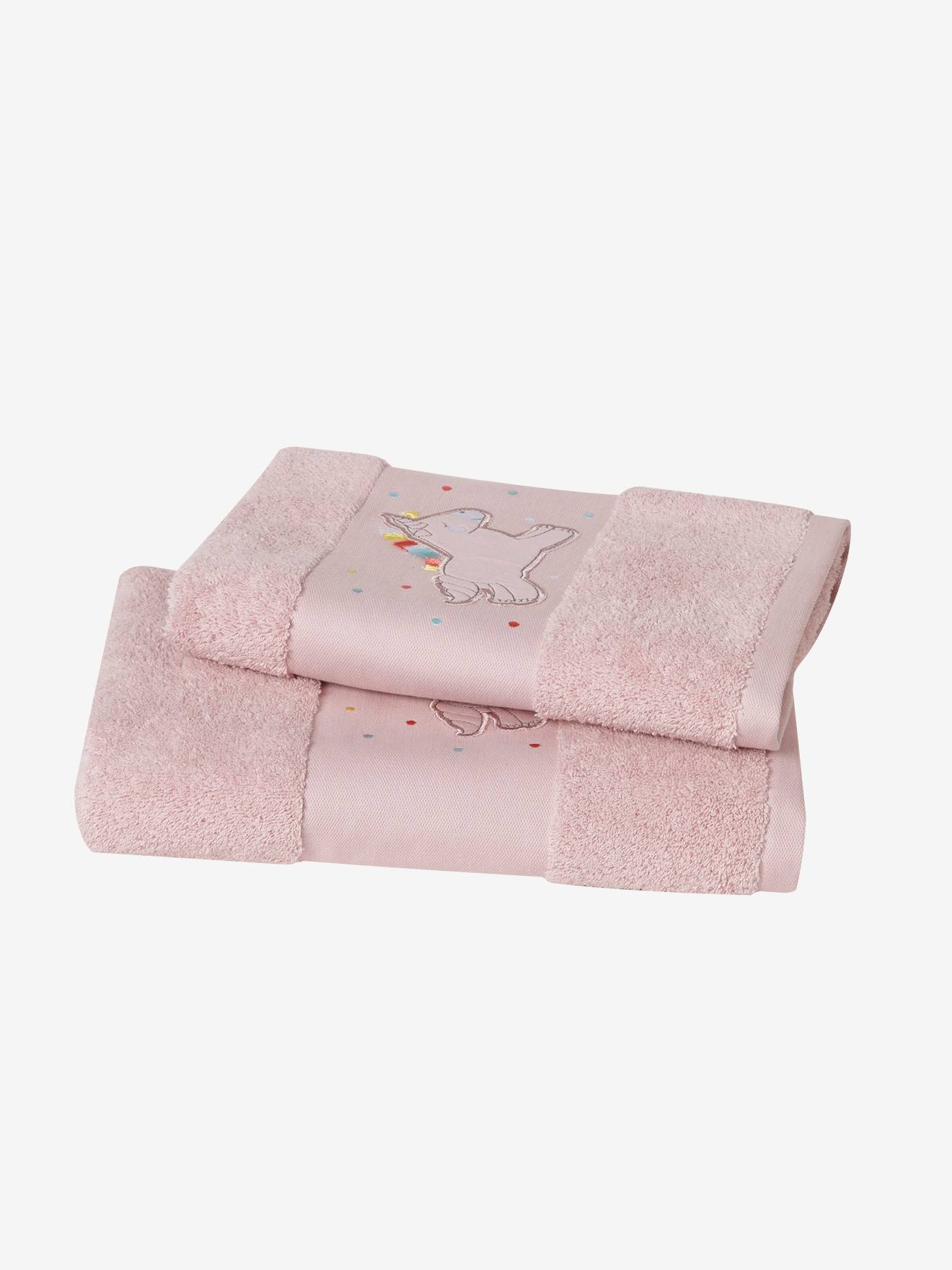 VERTBAUDET Toalla de baño Unicornio rosa claro liso con motivos