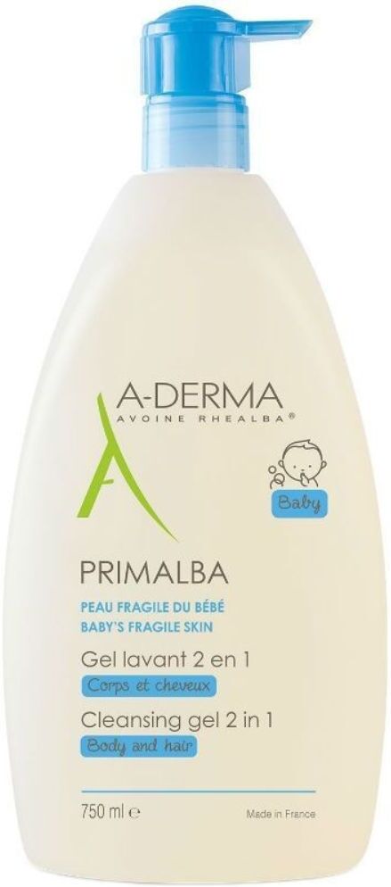 A Derma Primalba Gel Limpiador Suave Cabello y Cuerpo Bebé 750mL