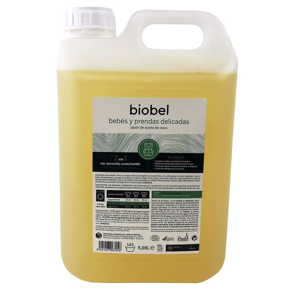BioBel Detergente líquido ecológico para bebés y prendas delicadas (5,08 litros)