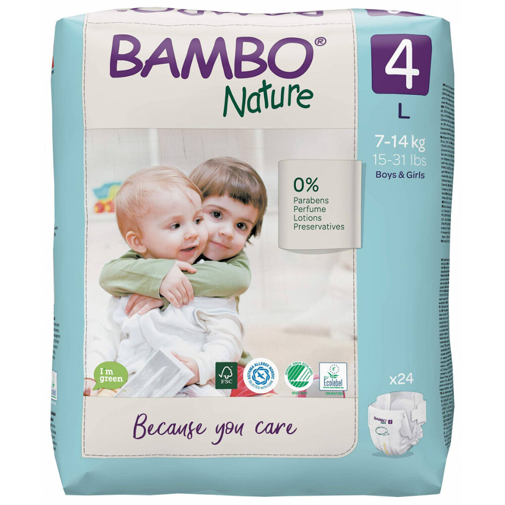 Bambo Nature Pañales desechables eco-friendly talla 4 L (24 unidades)