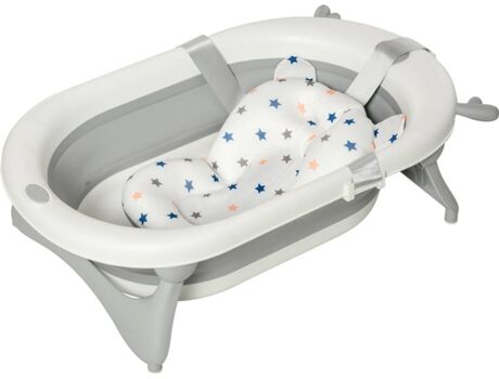 HOMCOM Bañera HOMCOM Plegable con Cojín Hasta 30 Litros (0 a 3 Años - 81,5 x 50,5 x 23,5 cm)