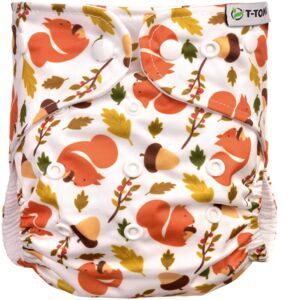 T-TOMI Pant Diaper AIO Changing Set Snaps couche-culotte lavable avec insert à boutons-pression Squirells 4 -15 kg 3 pcs