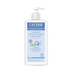 Cattier Bébé Liniment Lait Nettoyant pour le Change Hypoallergénique 500 ml - Flacon-Pompe 500 ml