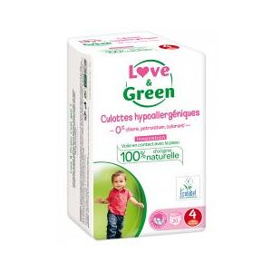 Love & Green Culottes Hypoallergeniques 20 Culottes Taille 4 (8-15 kg) - Sachet 20 culottes