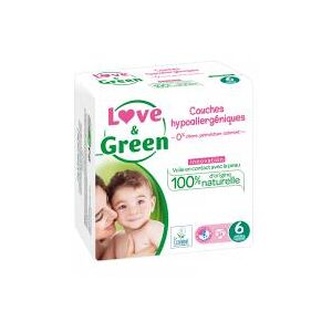 Love & Green Couches Hypoallergeniques 34 Couches Taille 6 (+15 kg) - Sachet 34 Couches