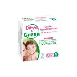 Love & Green Couches Hypoallergéniques 34 Couches Taille 6 (+15 kg) - Sachet 34 Couches
