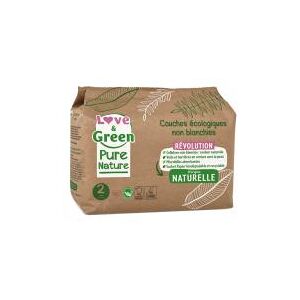 Love & Green Couche Écologiques Pure Nature 35 Couches Taille 2 Mini (3 a 6 kg) - Paquet 35 couches