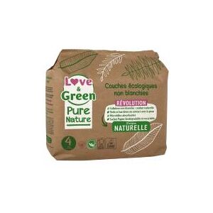 Love & Green Couche Écologiques Pure nature 38 Couches Taille 4 Maxi (7 a 14 kg) - Paquet 38 couches