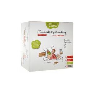 Les Tendances d'Emma Collection Kit Eco Chou Carrés Bébé et Gants de Change Lavables Coton Bio Biface - Boîte 10 carrés + 10 gants + 1 filet + 1 boîte en bois