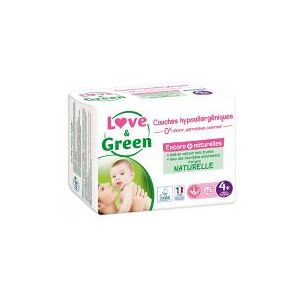 Love & Green Couches Hypoallergeniques 42 Couches Taille 4+ (9-20 kg) - Sachet 42 Couches