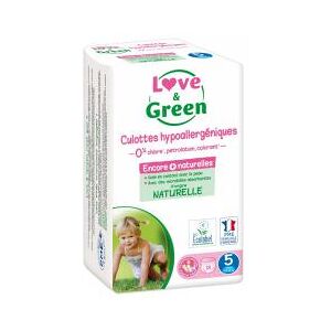 Love & Green Culottes Hypoallergéniques 18 Culottes Taille 5 (12-18 kg) - Sachet 18 culottes