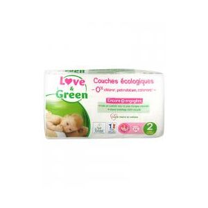 Love & Green Couches Hypoallergéniques 44 Couches Taille 2 (3-6 kg) - Sachet 44 couches