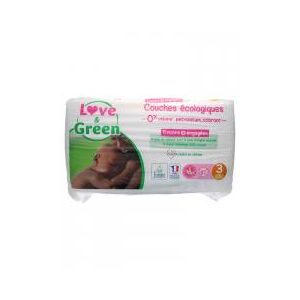 Love & Green Couches Hypoallergeniques 52 Couches Taille 3 (4-9 kg) - Sachet 52 couches