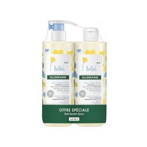 Klorane Bebe Gel Lavant Doux au Calendula Apaisant Corps Et Cheveux  Peau Normale - Offre Speciale Duo 2 x 500 ml - Lot 2 x 500 ml