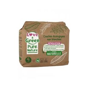 Love & Green Pure Nature Couches Hypoallergéniques et Écologiques Non Blanchies T4 X 38 - Paquet 38 couches