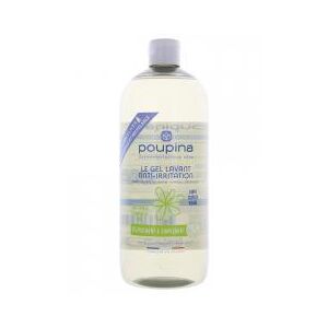 Poupina le Gel Lavant Bebe Anti-Irritation - Sans Sulfate ni Savon - Hypoallergenique - Hamamelis - Corps Cheveux Visage - 97% d'Ingredients d'Origine Naturelle - Vegan - Made in France - 1 l - Bouteille 1000 ml