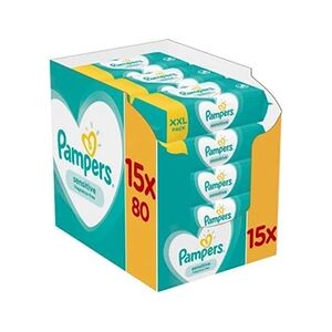 Pampers Lingettes bébé SENSITIVE - Lot de 15 x 80 lingettes - 1200 lingettes - Publicité